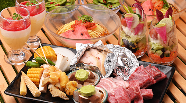 滋賀の美味バーベキューセットは、近江牛や近江黒鶏、滋賀県産藏尾ポークをご堪能いただけます。