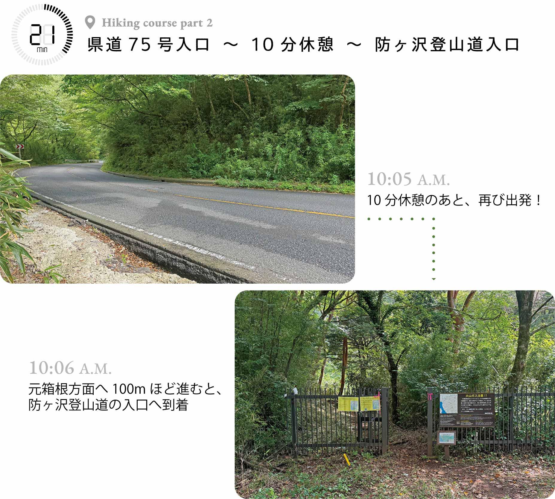 県道75号、防ヶ沢登山道入り口