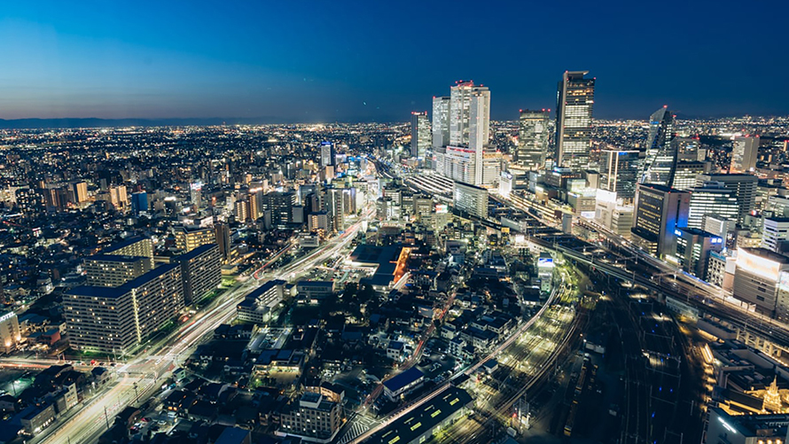 名古屋駅周辺のビル群など、煌めく夜景をお楽しみいただけます。