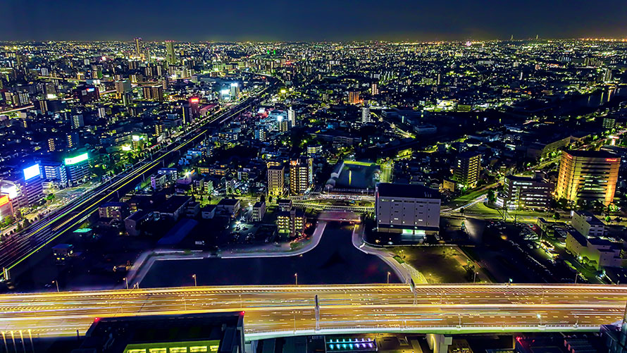 名古屋港・中川運河方面側（南側）の夜景。