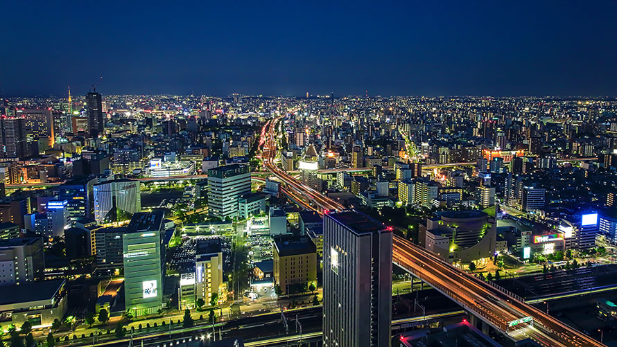 名古屋栄方面（東側）の夜景。