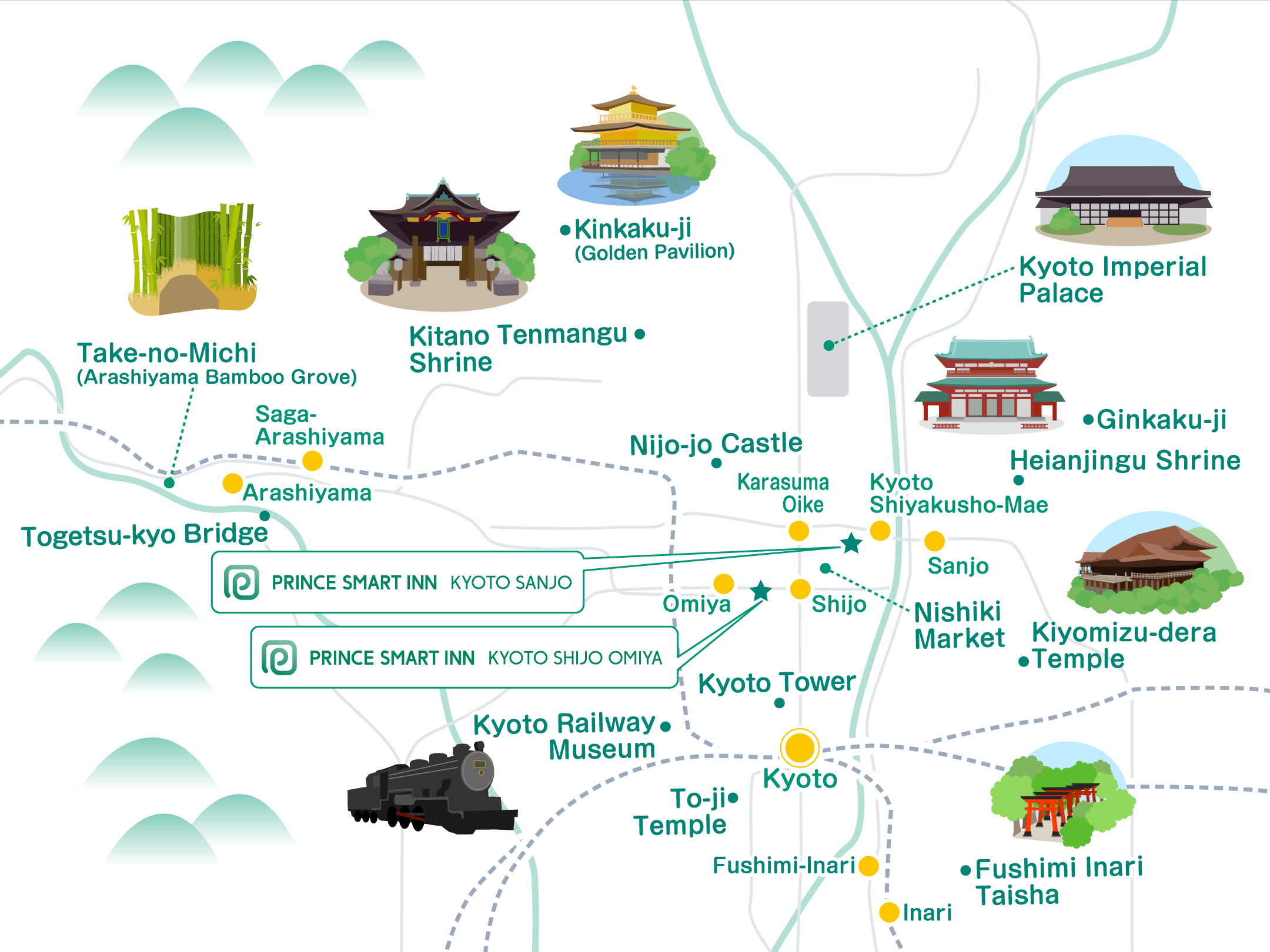 Prince Smart Inn Kyoto Sanjo エリアマップ