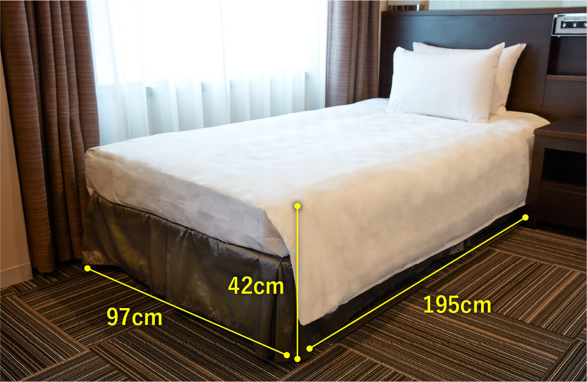 ベッドサイズ　縦幅195センチメートル　横幅97センチメートル　高さ42センチメートル